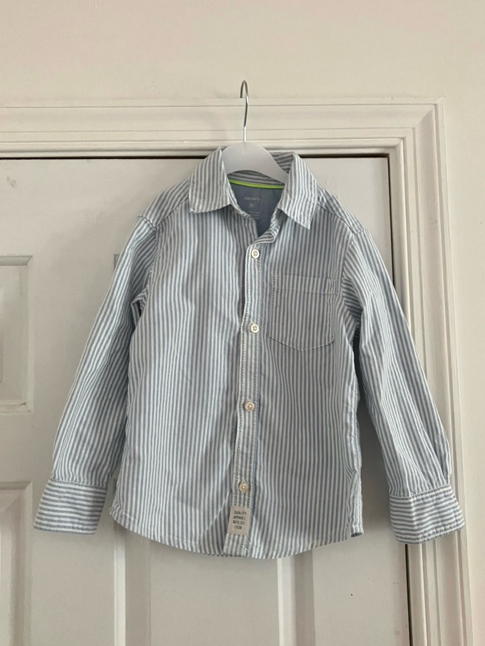 Carters Blue And White Striped Preppy Casual Coastal Button Up Shirt-Size 3T